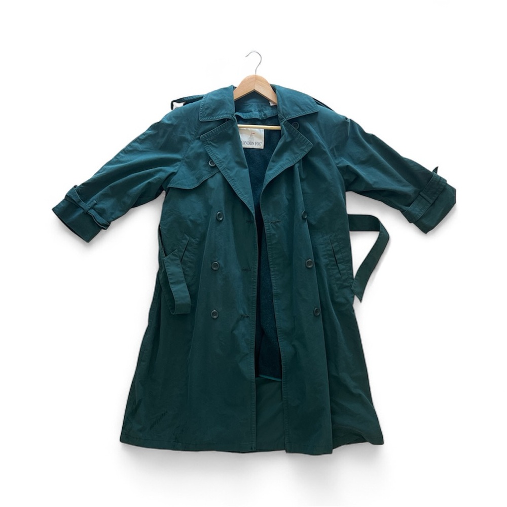 Teal Double-Breasted Trench Coat